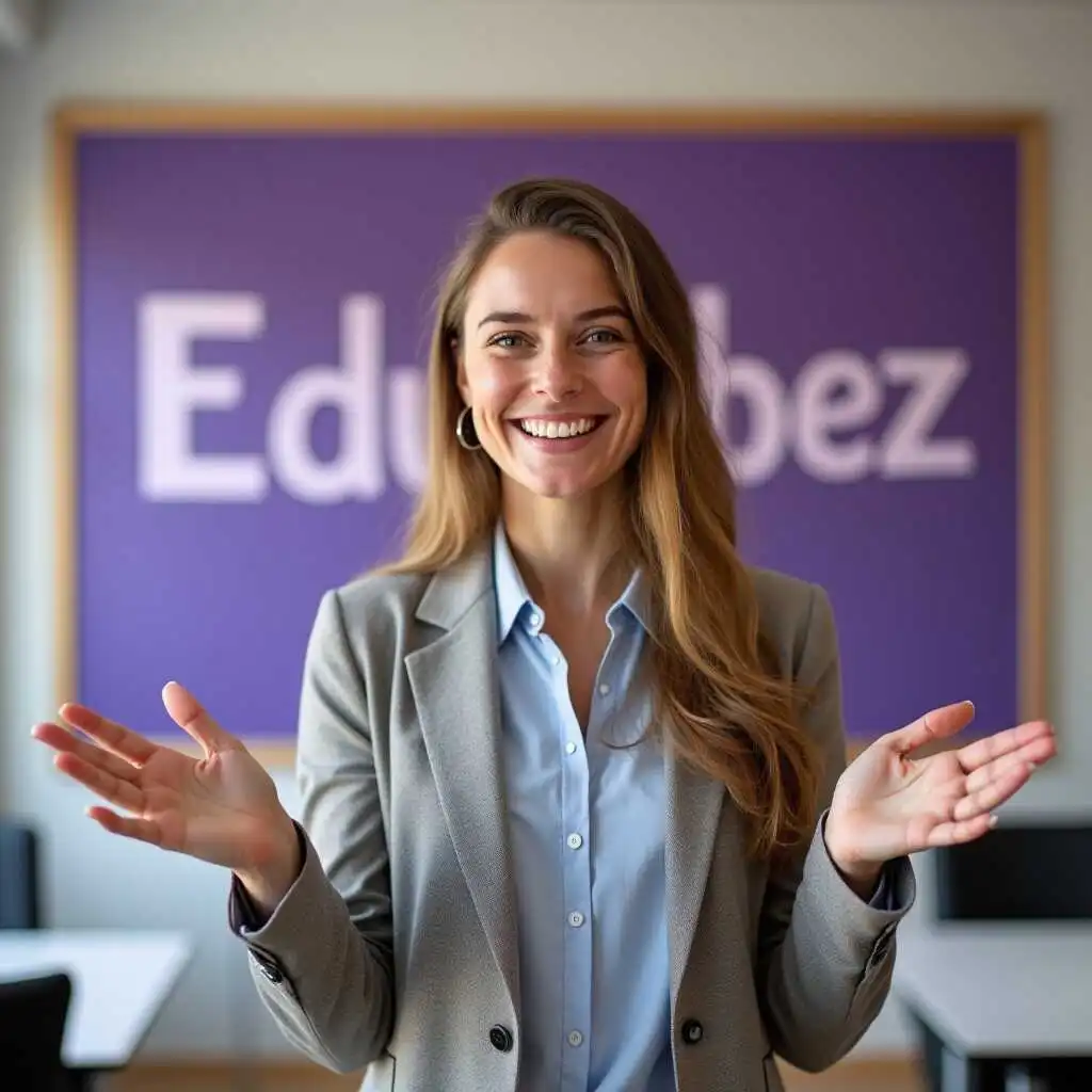 Young professor welcoming to Eduvibez webp image