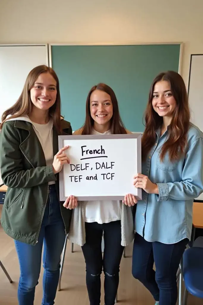 Students holding white board image